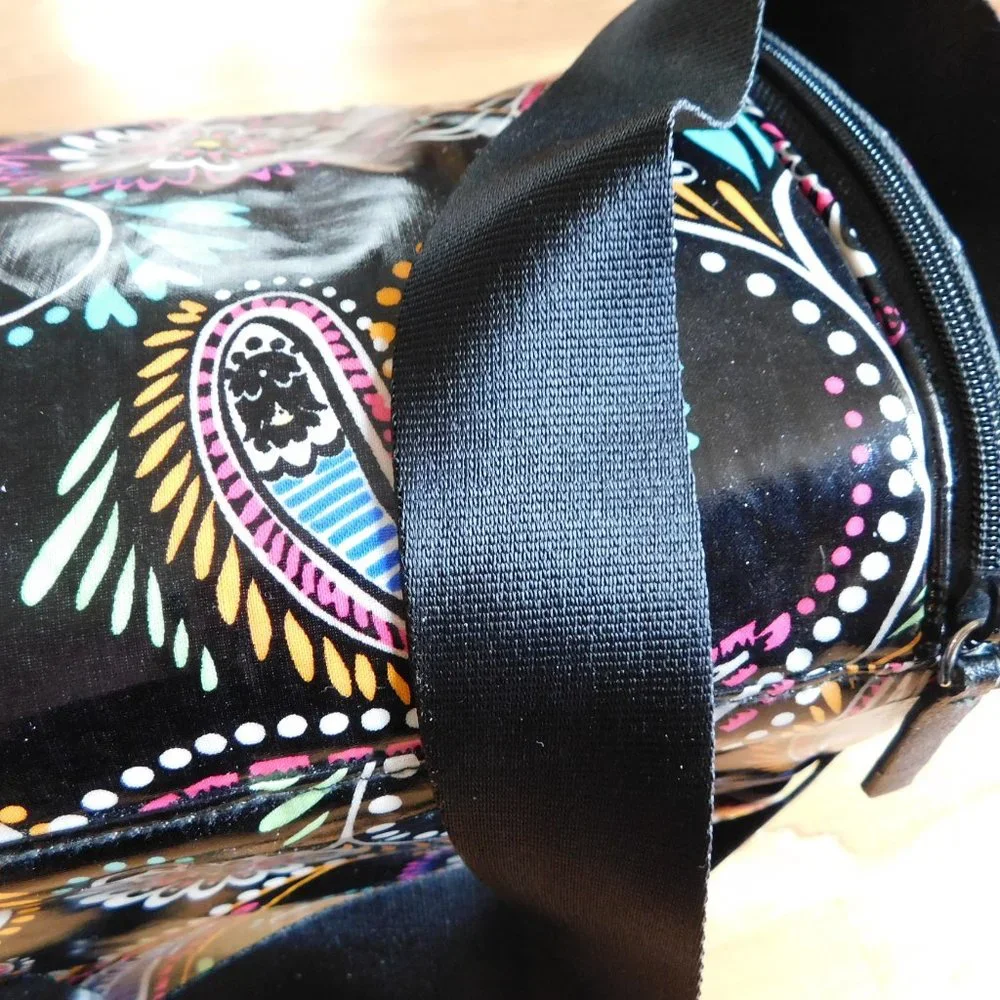 flawed vera bradley lunch box bag black neon paisley print - Picture 3 of 6